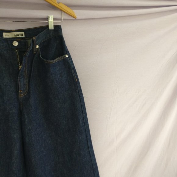 Moto Indigo HighRise Loose Wide leg Jeans w28 +MEASUREMENT Rigid/Thick denim - Picture 5 of 11